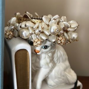 Vintage Faux Pearl & Rhinestone Stretch Bracelet